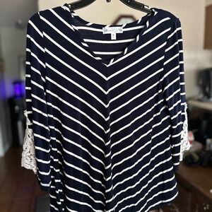 Stem & Vine Medium Blue Stripped Blouse